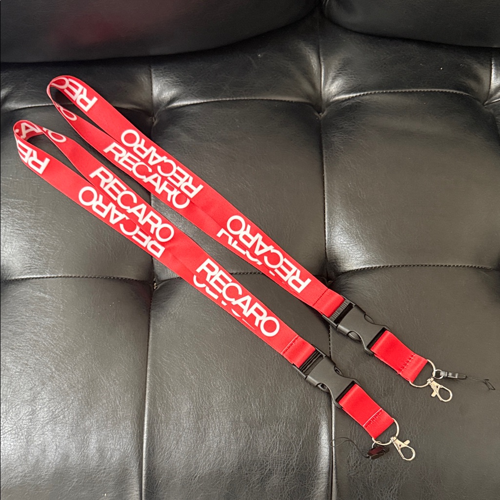 Recaro Jdm Red  White Lanyard Keychain